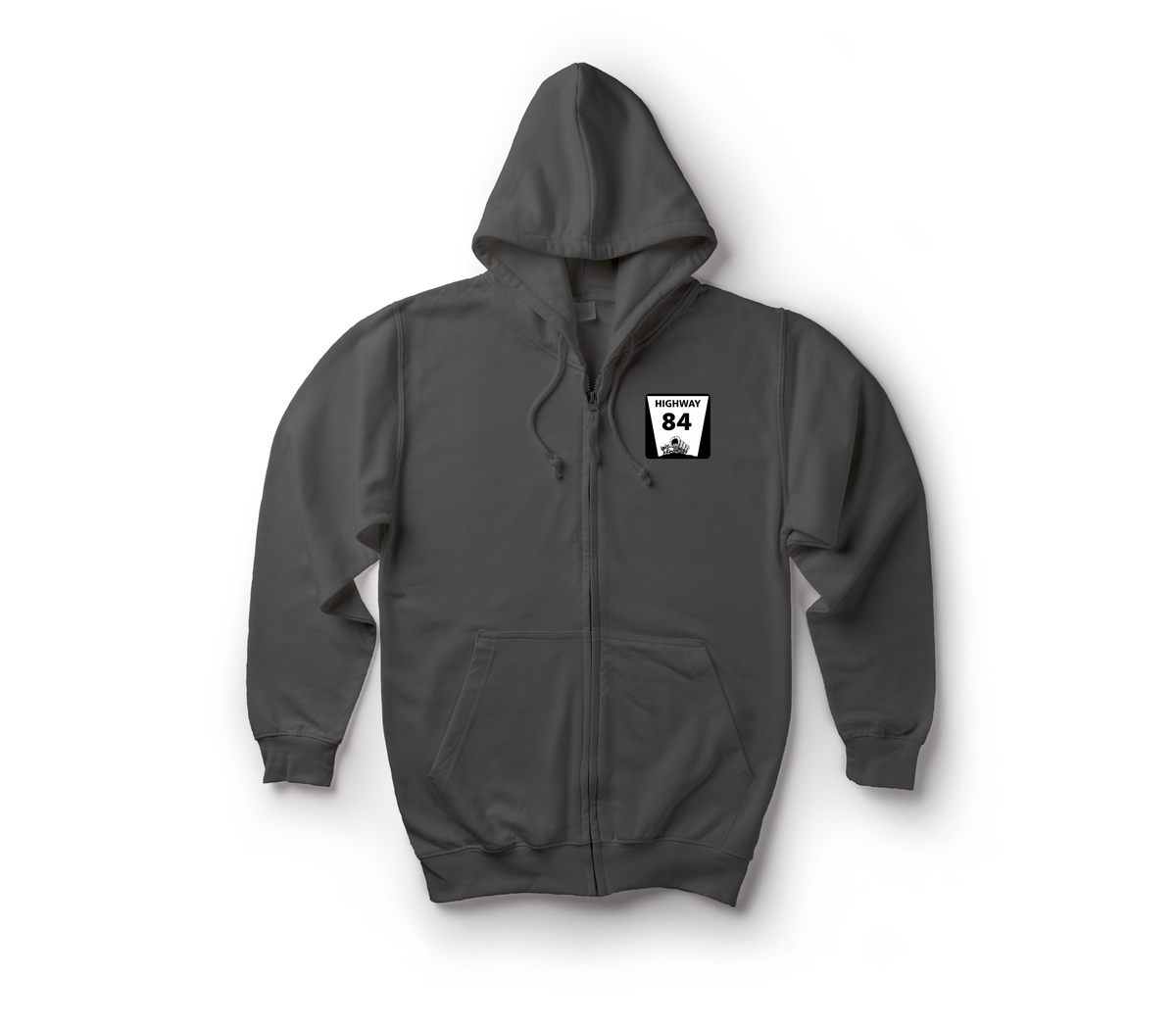 Highway 84 Zip Hoodie — Dark Heather, front