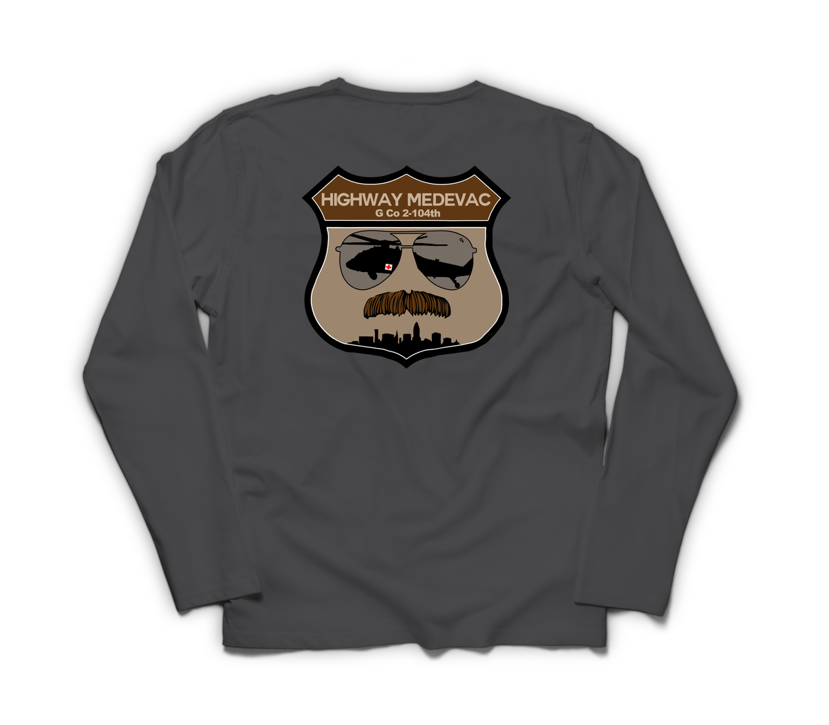 Highway MED Long Sleeve — Dark Heather, back