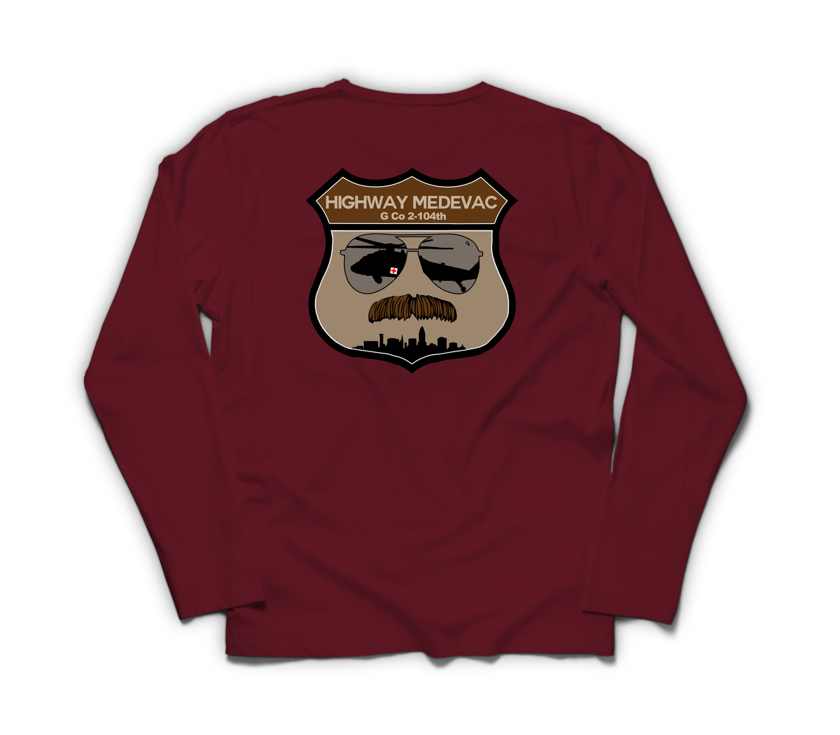 Highway MED Long Sleeve — Maroon, back