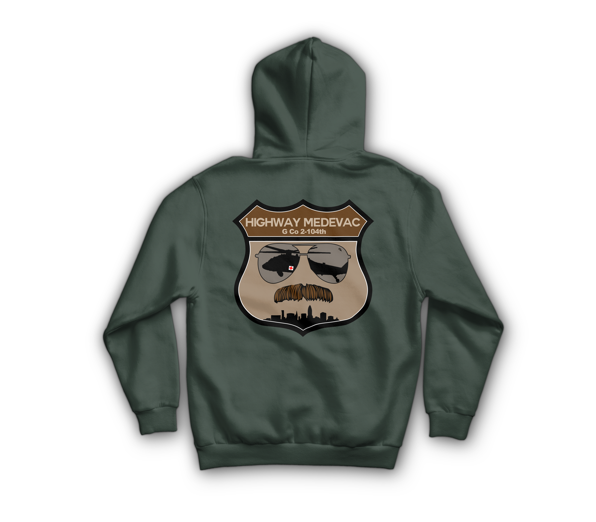 Highway MED Hoodie — Forrest Green, back
