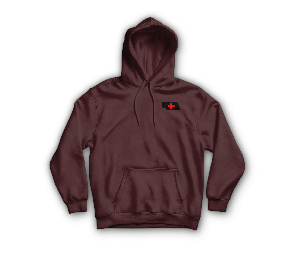 Highway MED Hoodie — Maroon, front