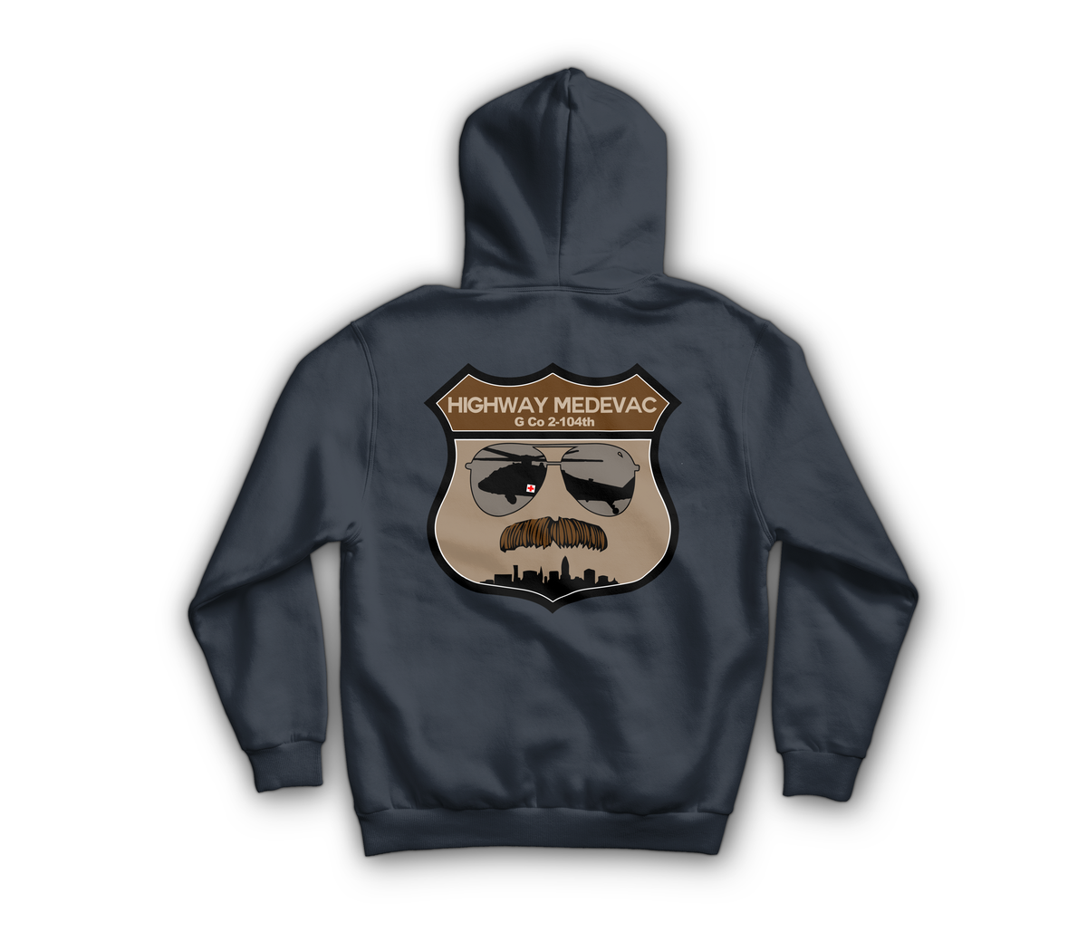 Highway MED Hoodie — Navy, back