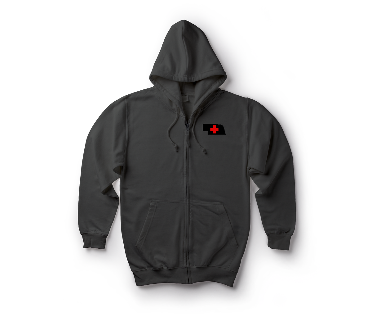 Highway MED Zip Hoodie — Black, front
