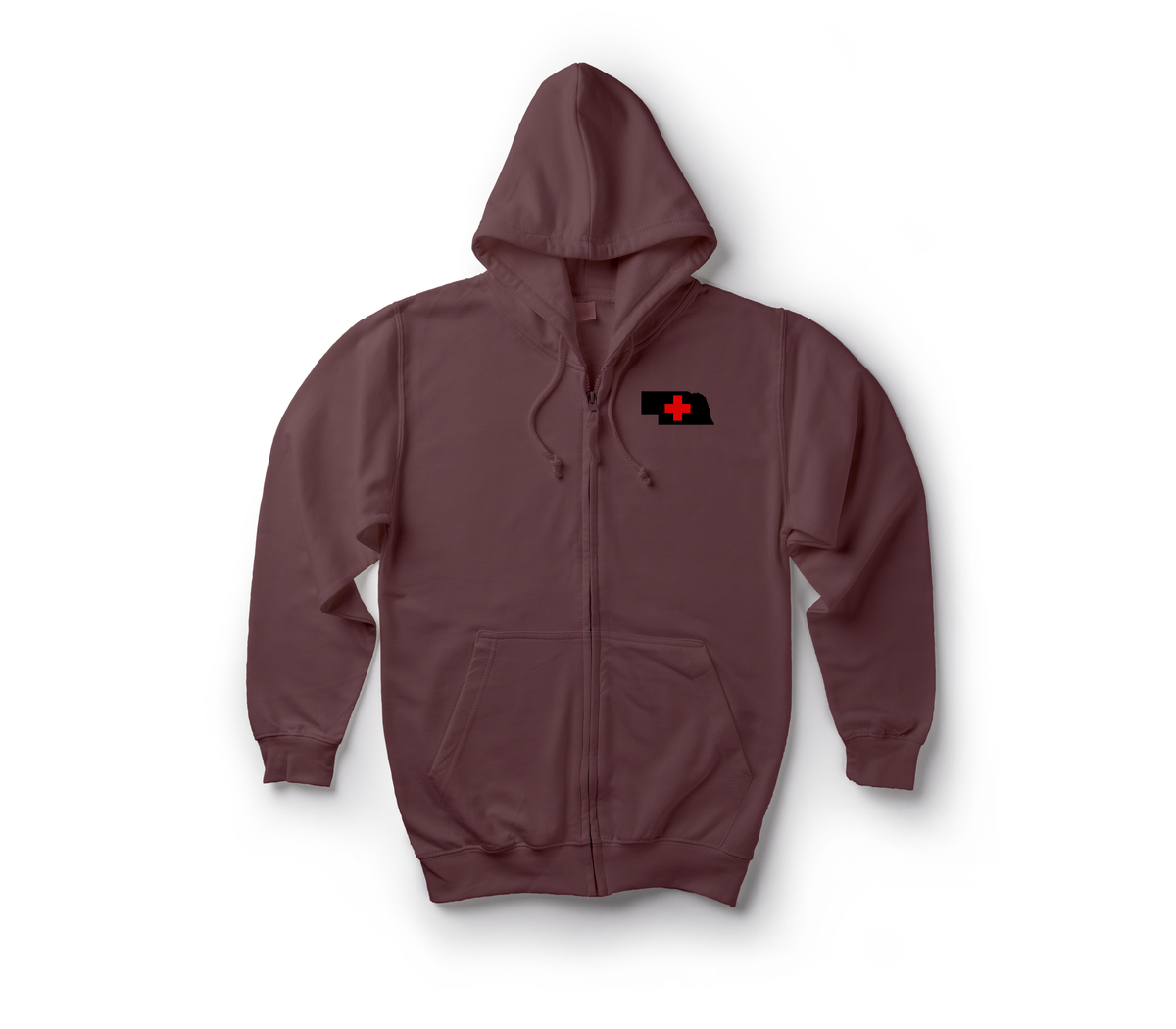 Highway MED Zip Hoodie — Maroon, front