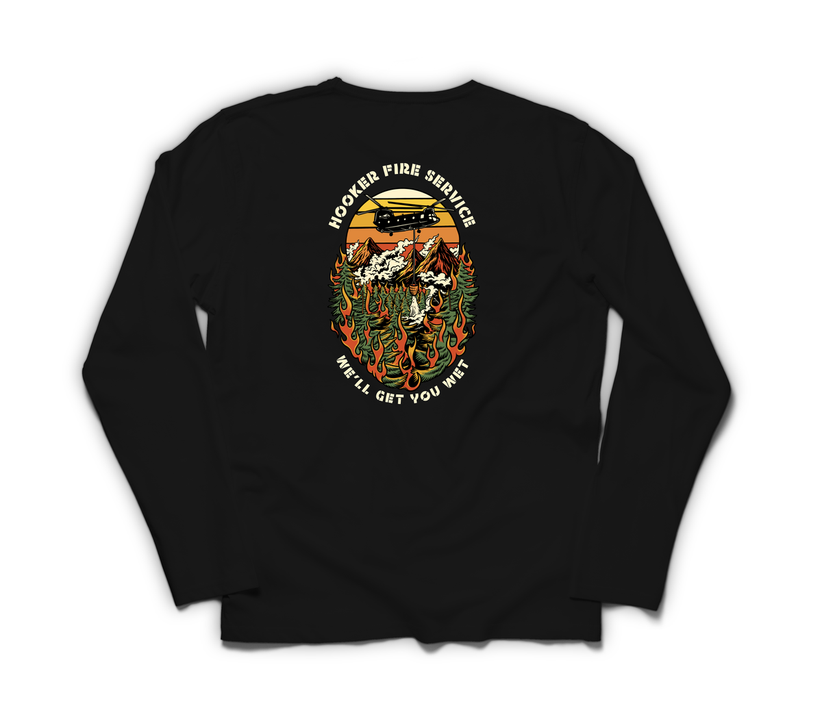 Hooker Fire Service Long Sleeve — Black, back