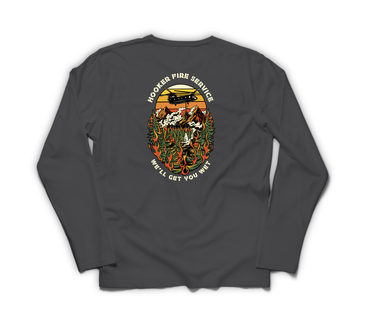 Hooker Fire Service Long Sleeve — Dark Heather, back