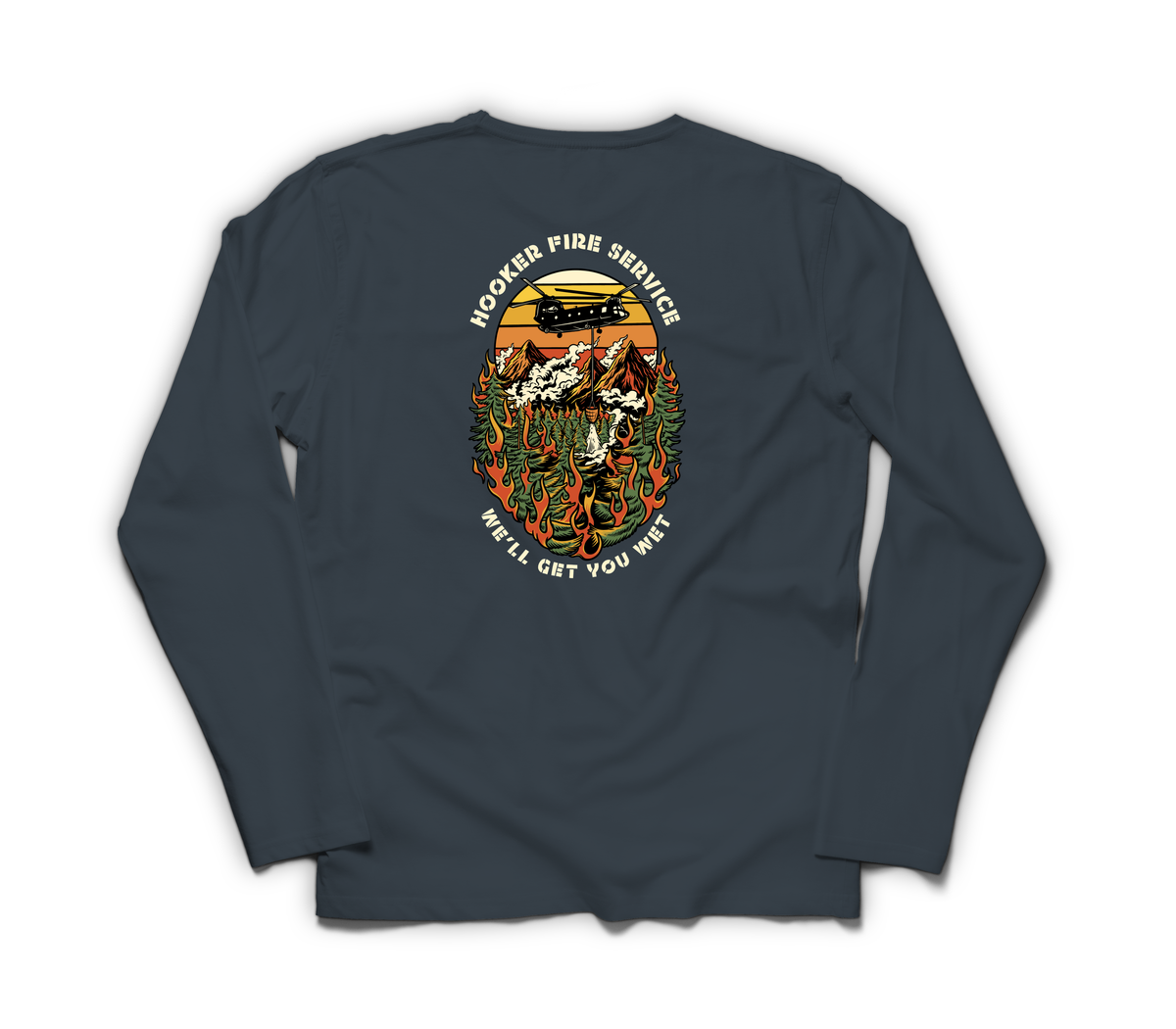 Hooker Fire Service Long Sleeve — Navy, back