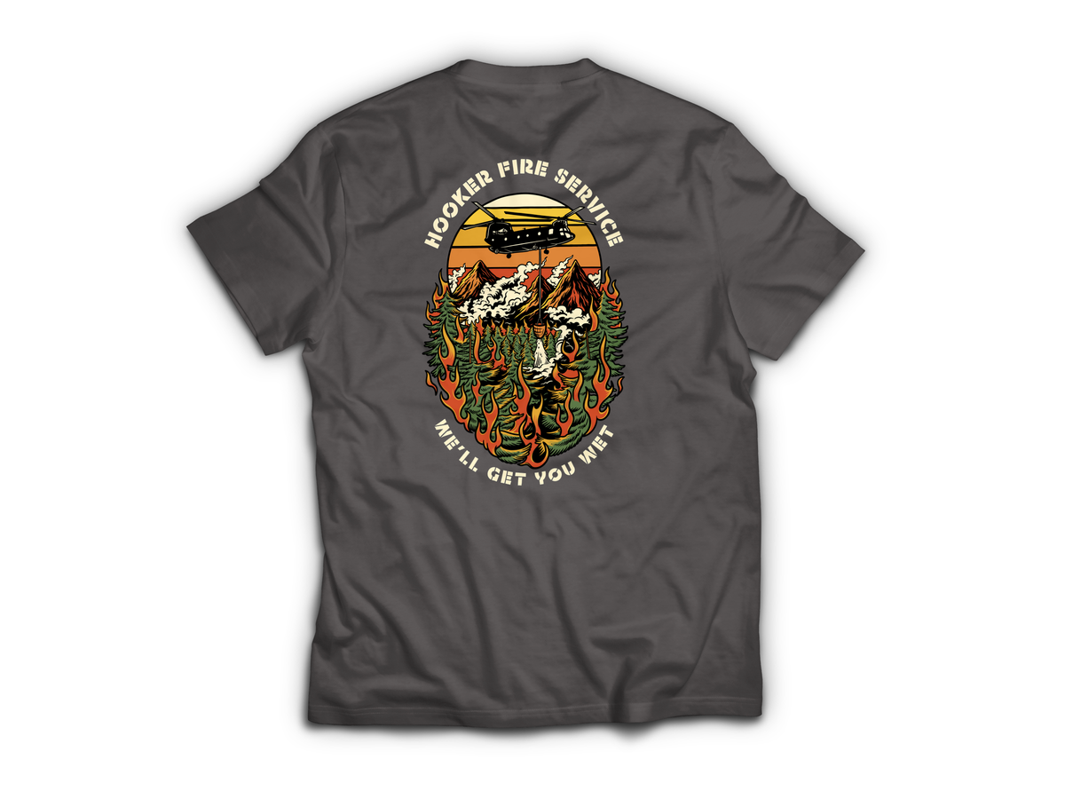 Hooker Fire Service T-Shirt — Charcoal, back