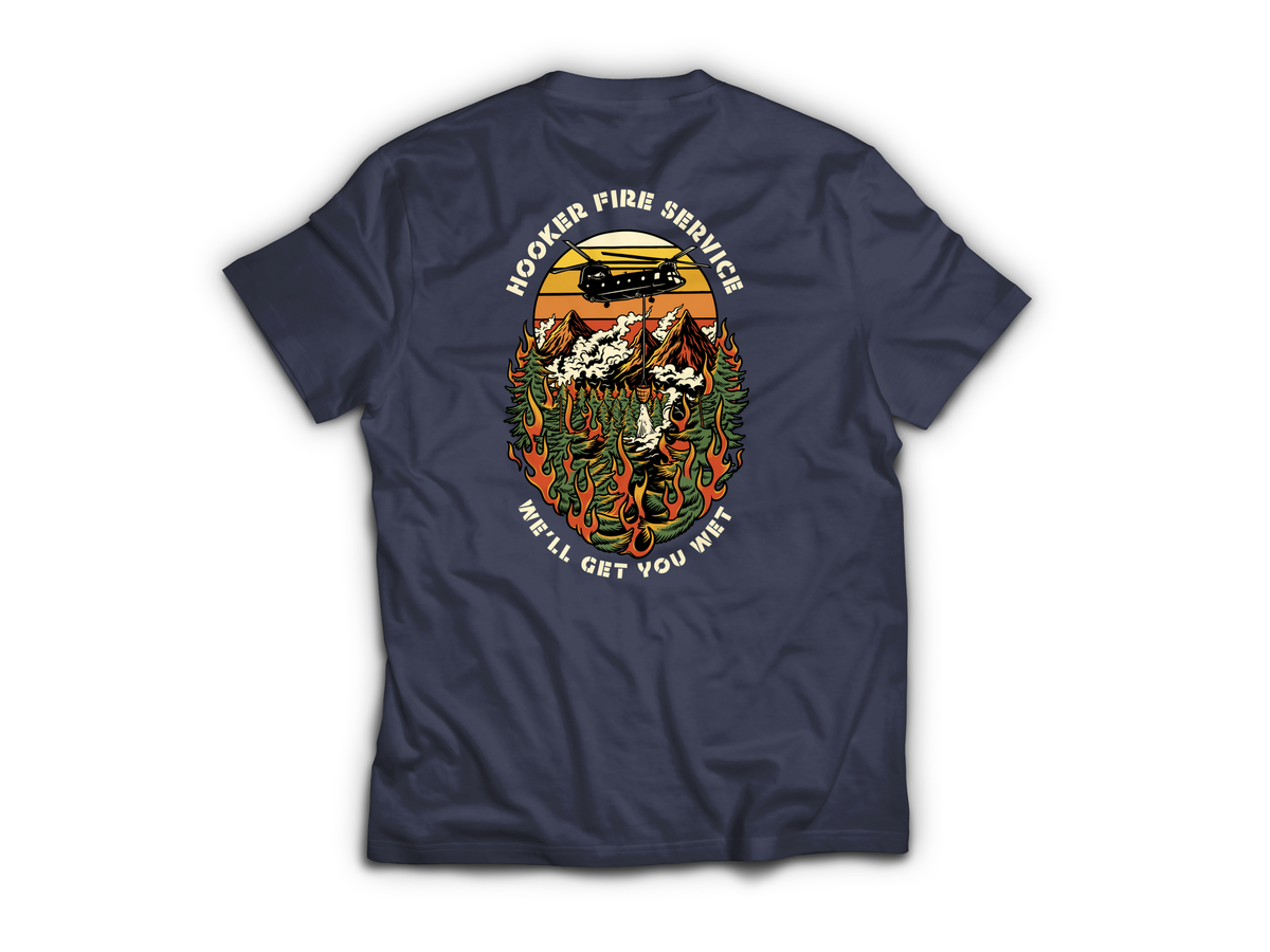 Hooker Fire Service T-Shirt — Navy, back