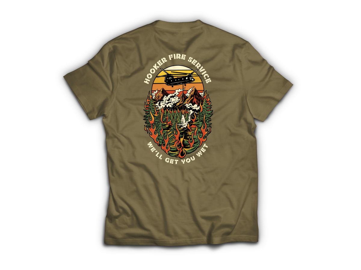 Hooker Fire Service T-Shirt — Tan499, back