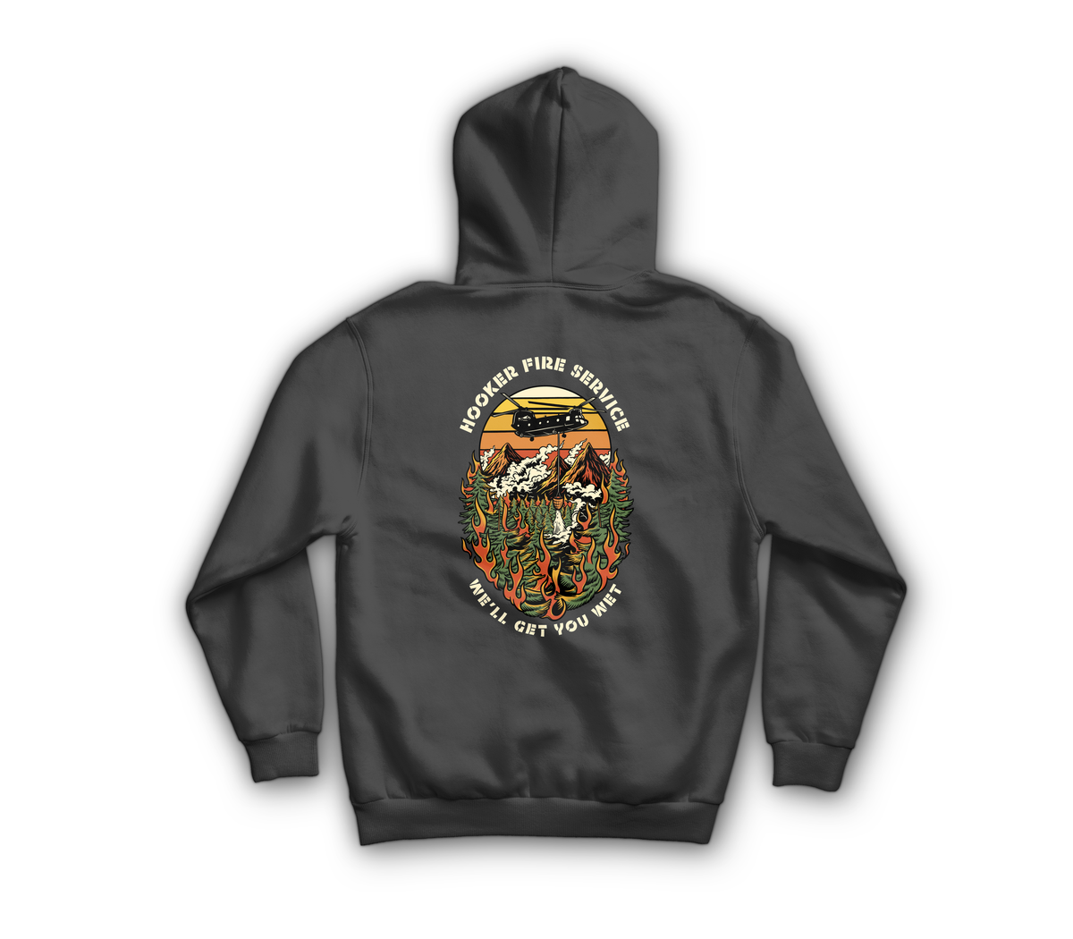 Hooker Fire Service Zip Hoodie — Dark Heather, back