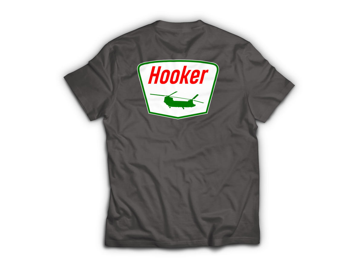 Hooker Service T-Shirt — Charcoal, back