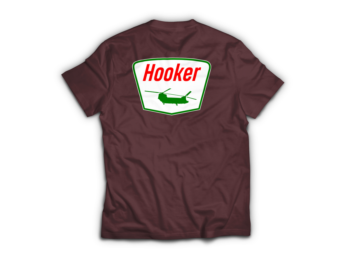 Hooker Service T-Shirt — Maroon, back
