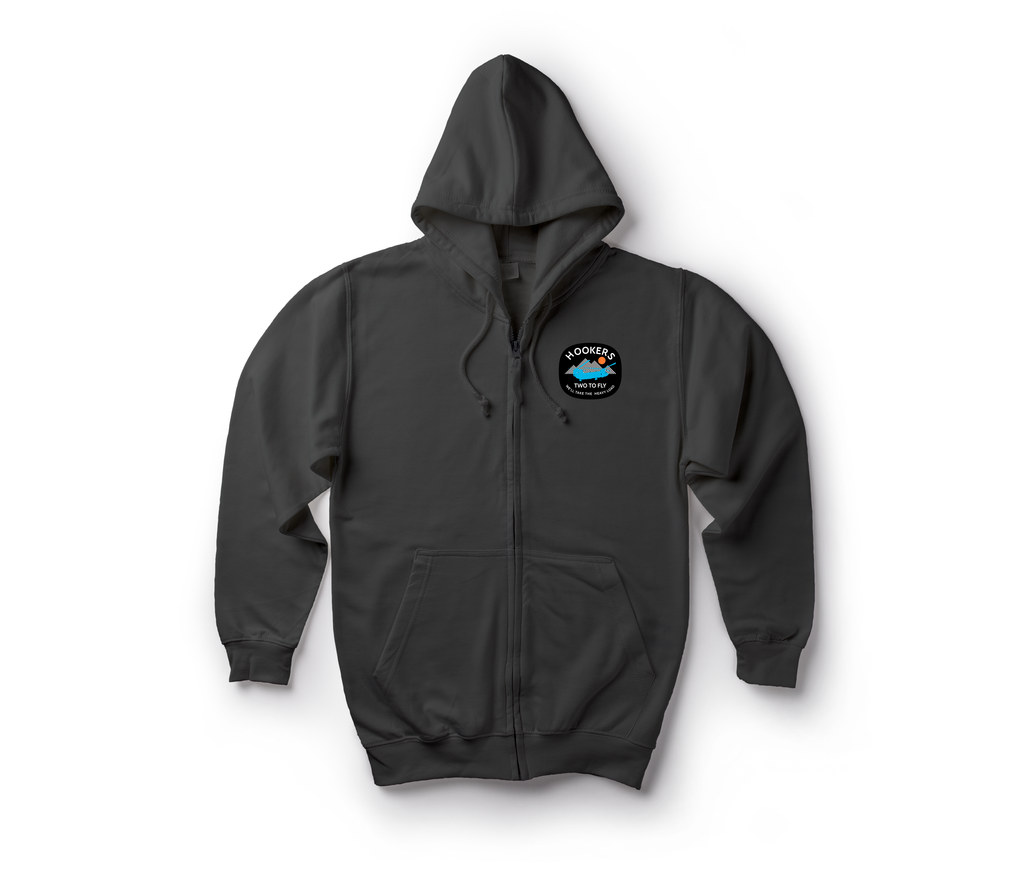 Hookers Zip Hoodie — Black, front