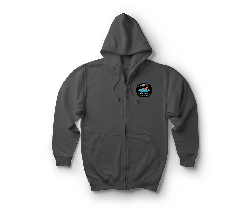 Hookers Zip Hoodie — Dark Heather, front