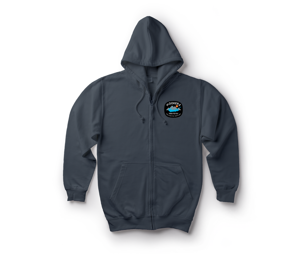 Hookers Zip Hoodie — Navy, front