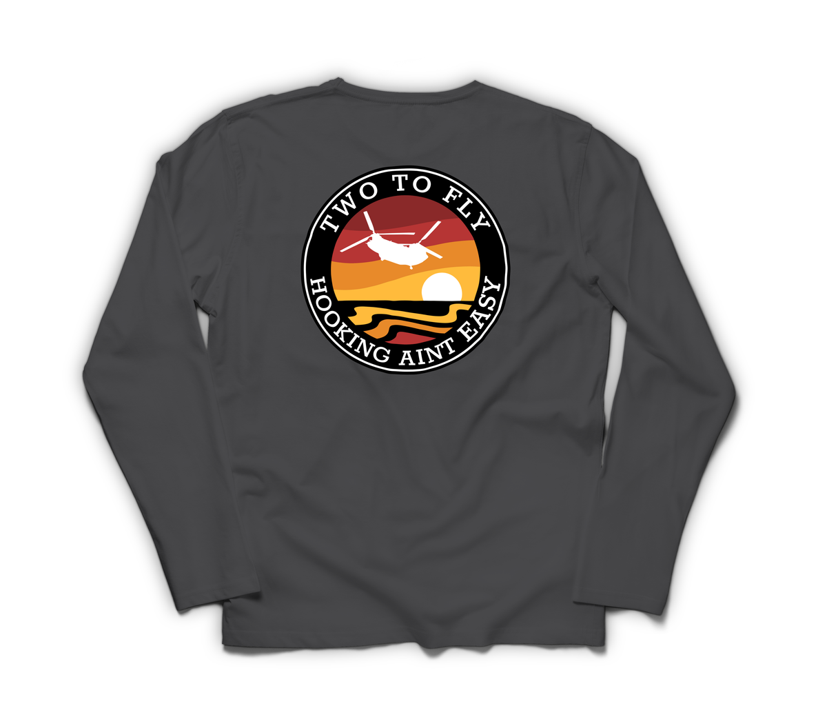 Hooking Ain't Easy Long-Sleeve — Dark Heather, back