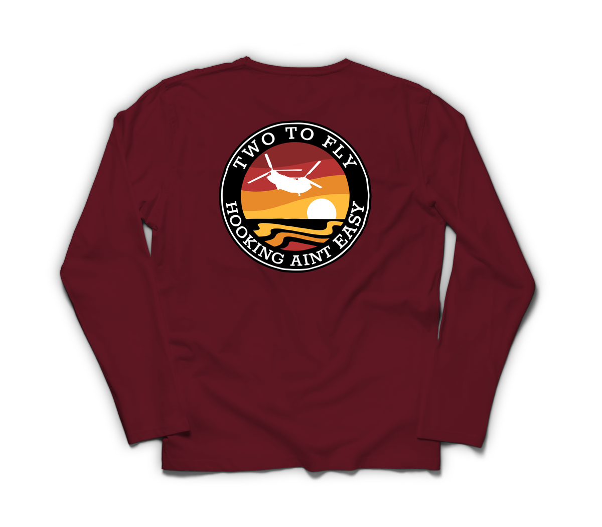 Hooking Ain't Easy Long-Sleeve — Maroon, back