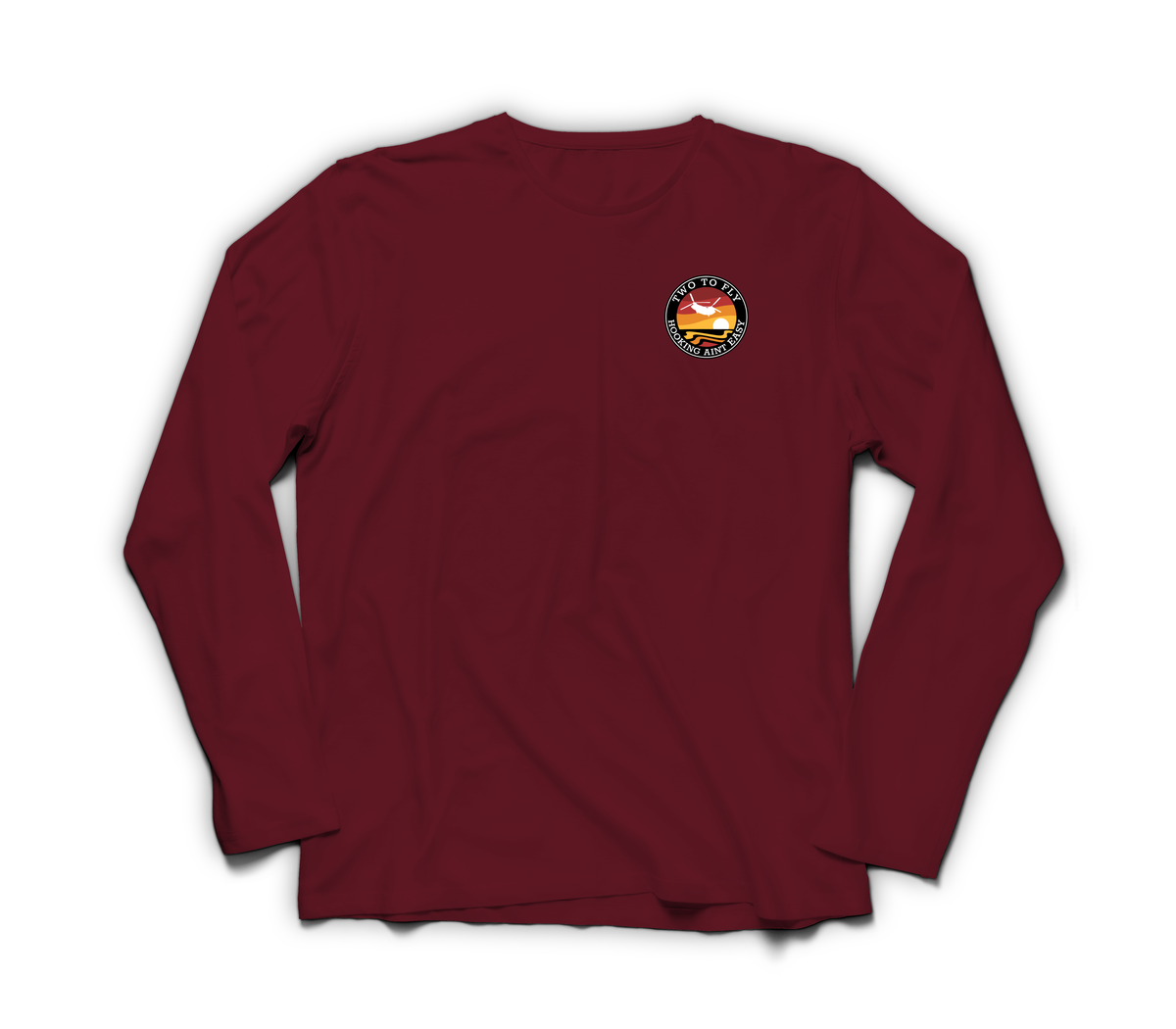 Hooking Ain't Easy Long-Sleeve — Maroon, front
