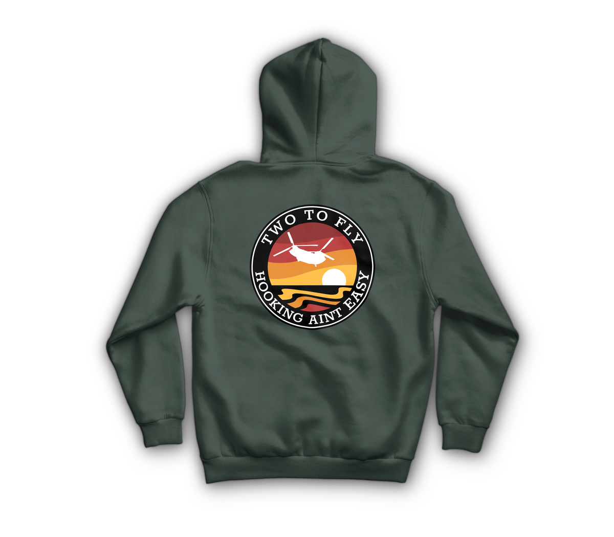 Hooking Ain't Easy Zip Hoodie — Forrest Green, back