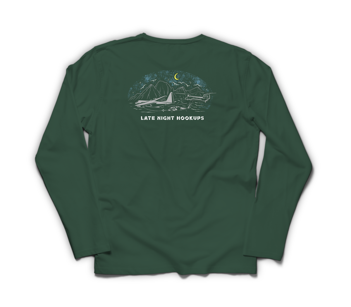 Late Night Hookups Long Sleeve — Forrest Green, back