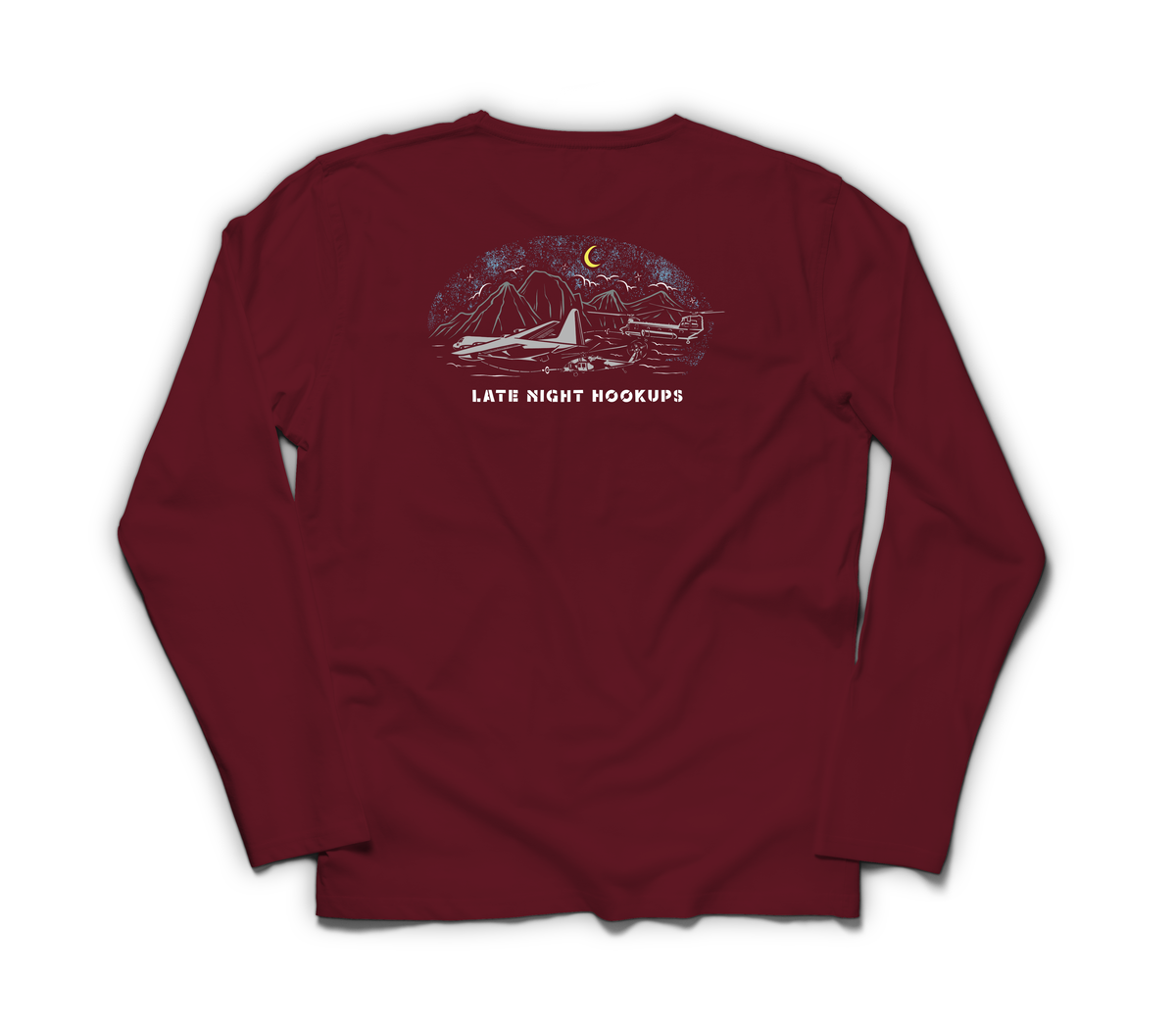Late Night Hookups Long Sleeve — Maroon, back