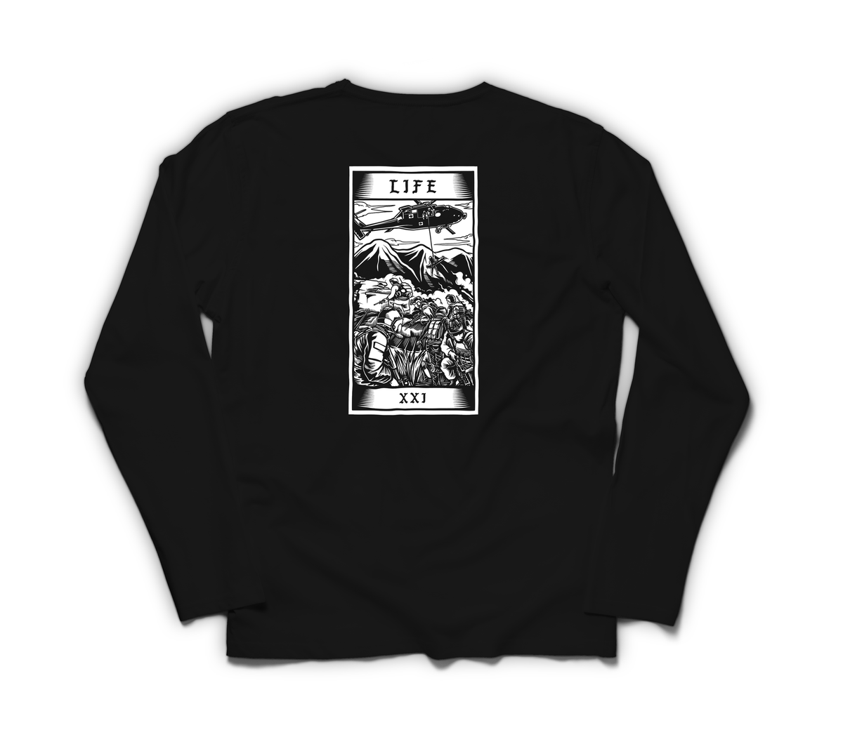 Life Tarot Card Long Sleeve — Black, back