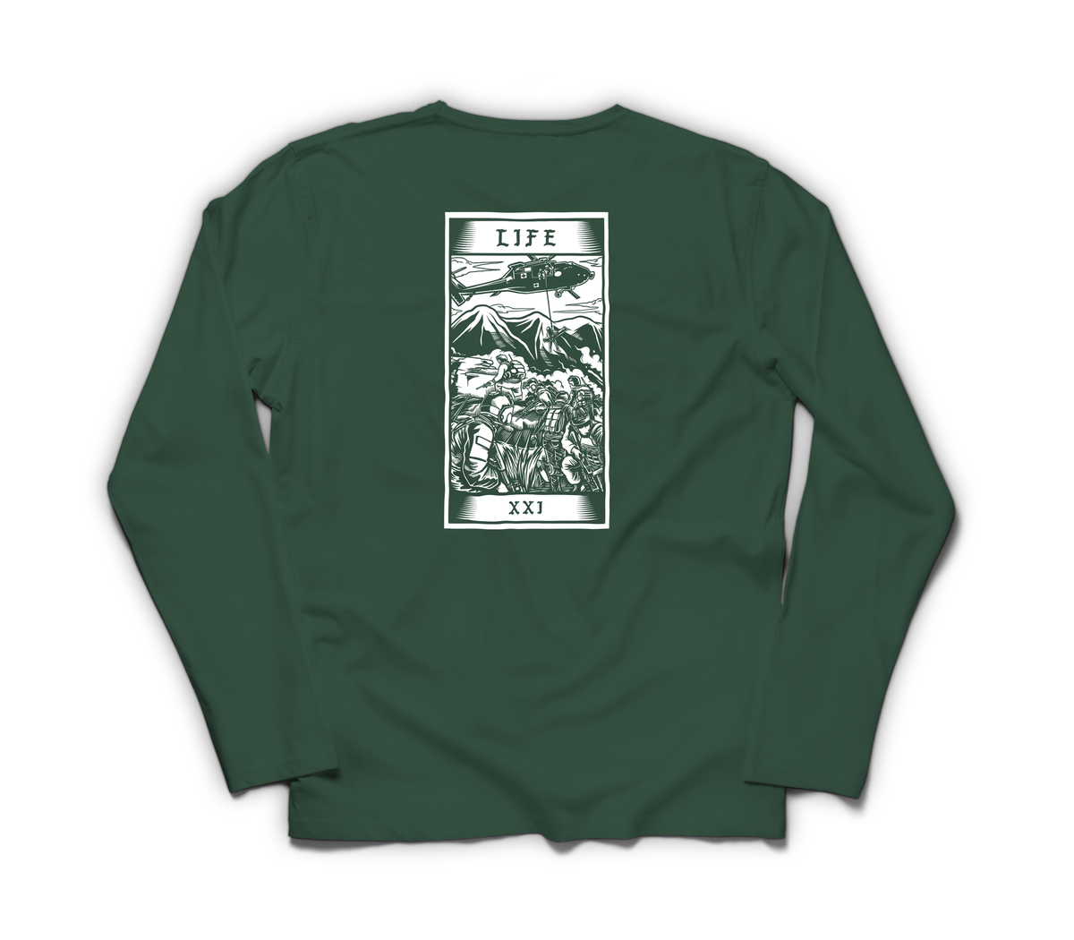 Life Tarot Card Long Sleeve — Forrest Green, back