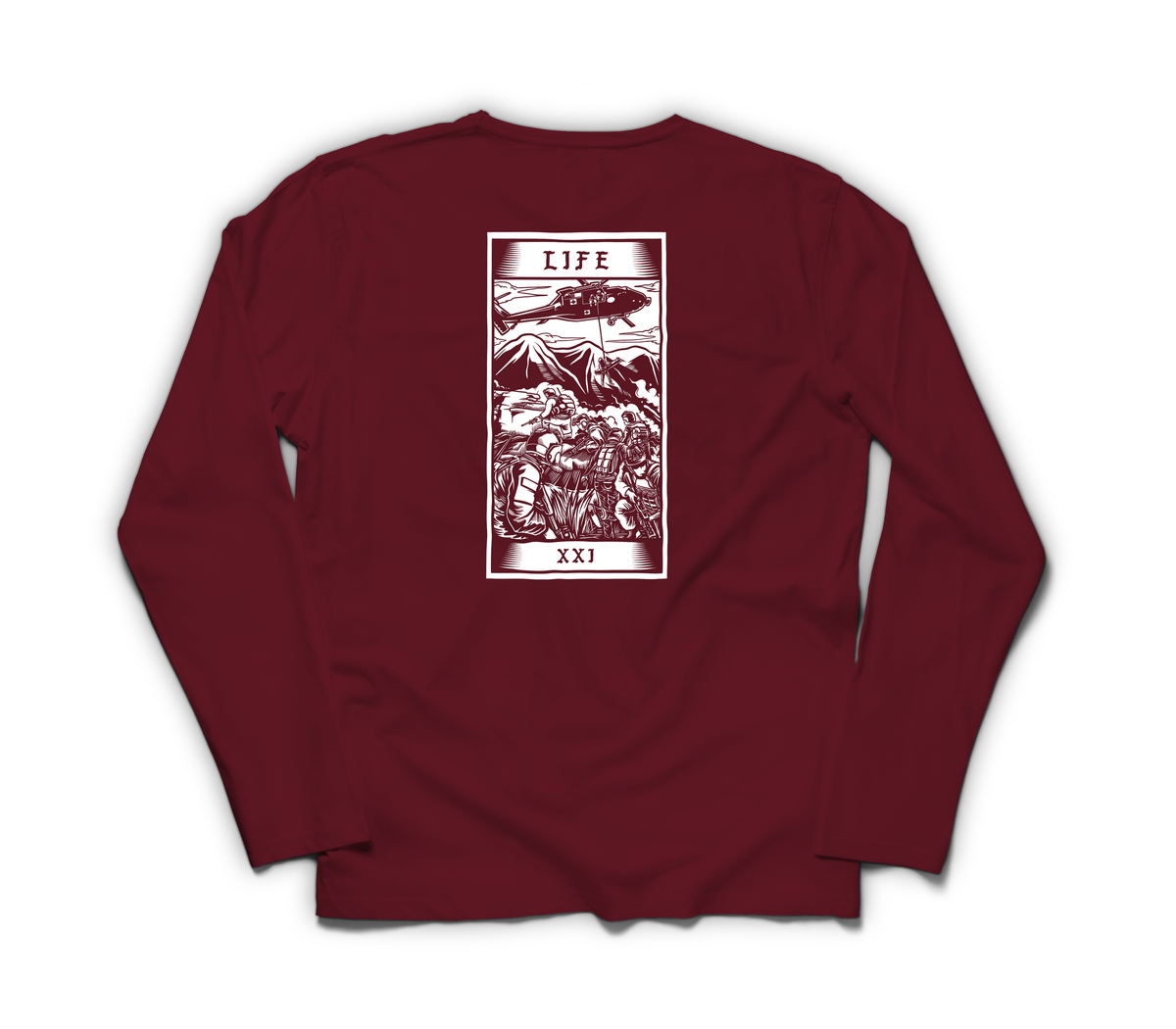 Life Tarot Card Long Sleeve — Maroon, back
