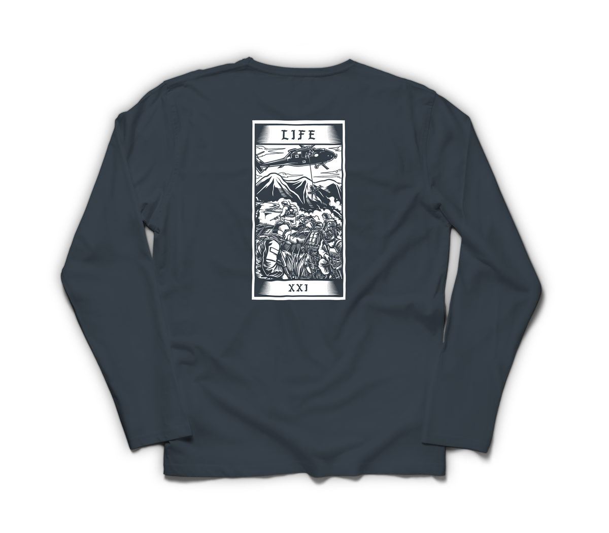 Life Tarot Card Long Sleeve — Navy, back