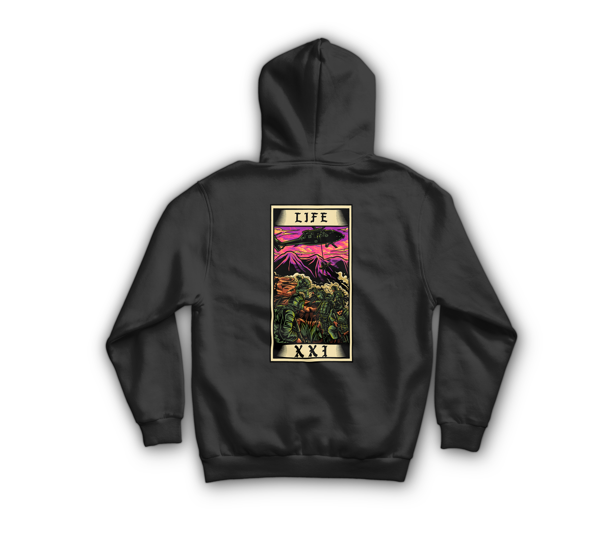 Life Tarot Card Hoodie — Black, back