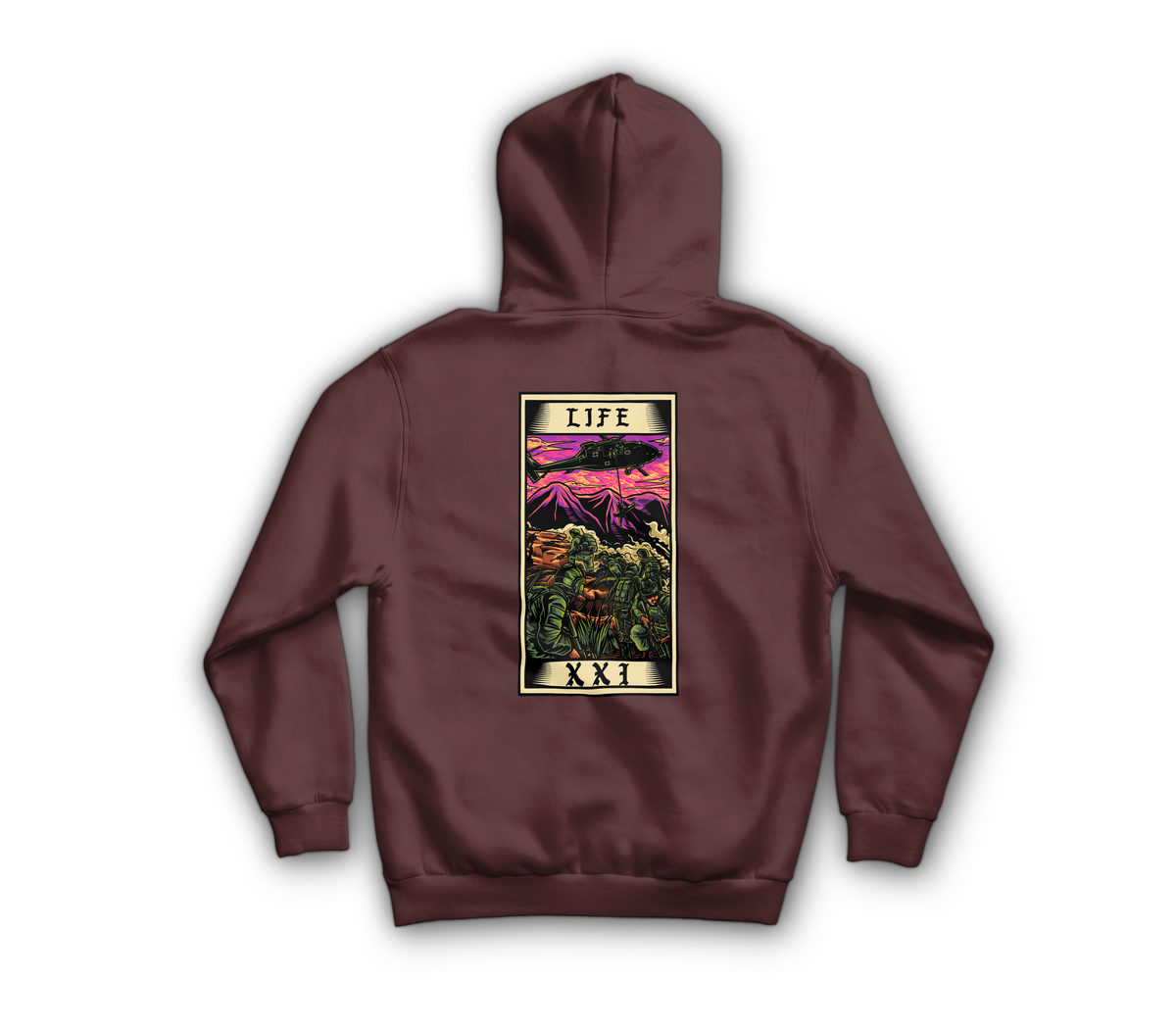 Life Tarot Card Hoodie — Maroon, back