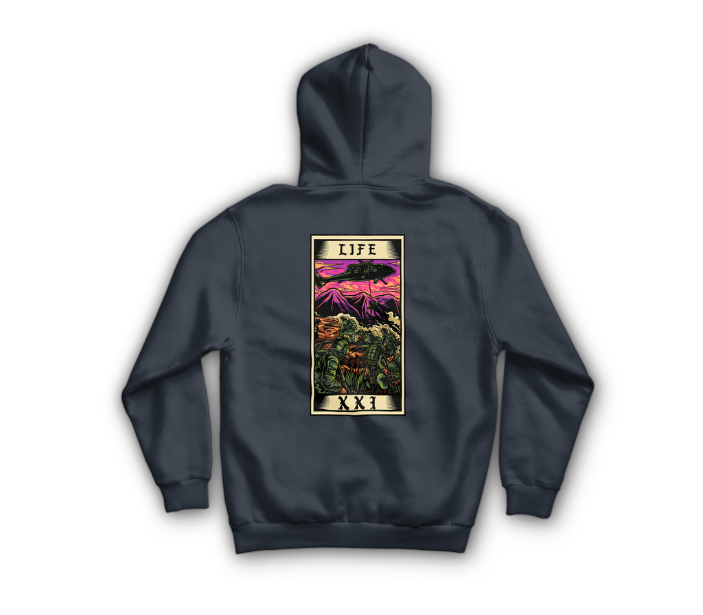 Life Tarot Card Hoodie — Navy, back