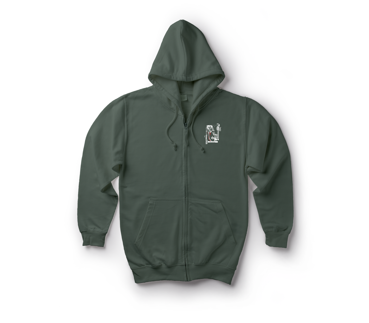 Lover's Zip Hoodie — Forrest Green, front