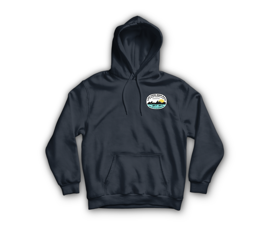 Low Level High Hate Hoodie — Navy, front