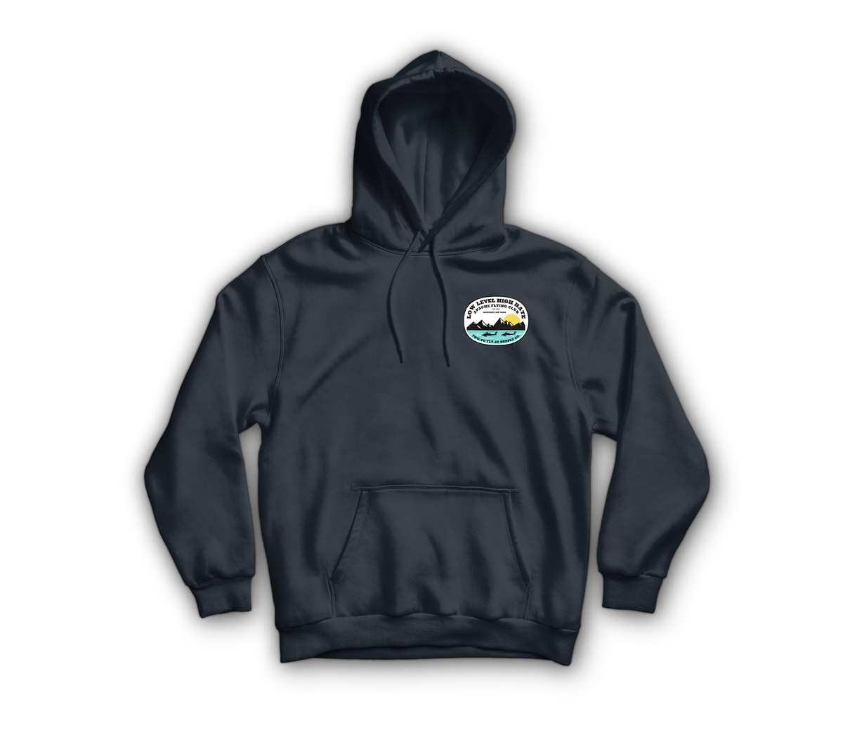 Low Level High Hate Hoodie — Navy, front