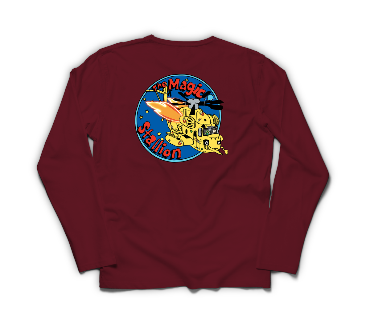Magic Stallion Long Sleeve — Maroon, back
