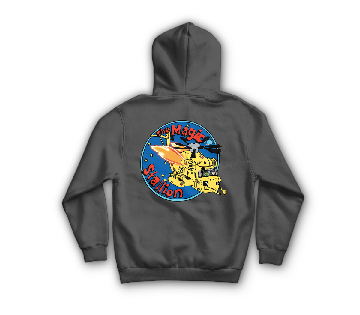 Magic Stallion Hoodie — Charcoal, back
