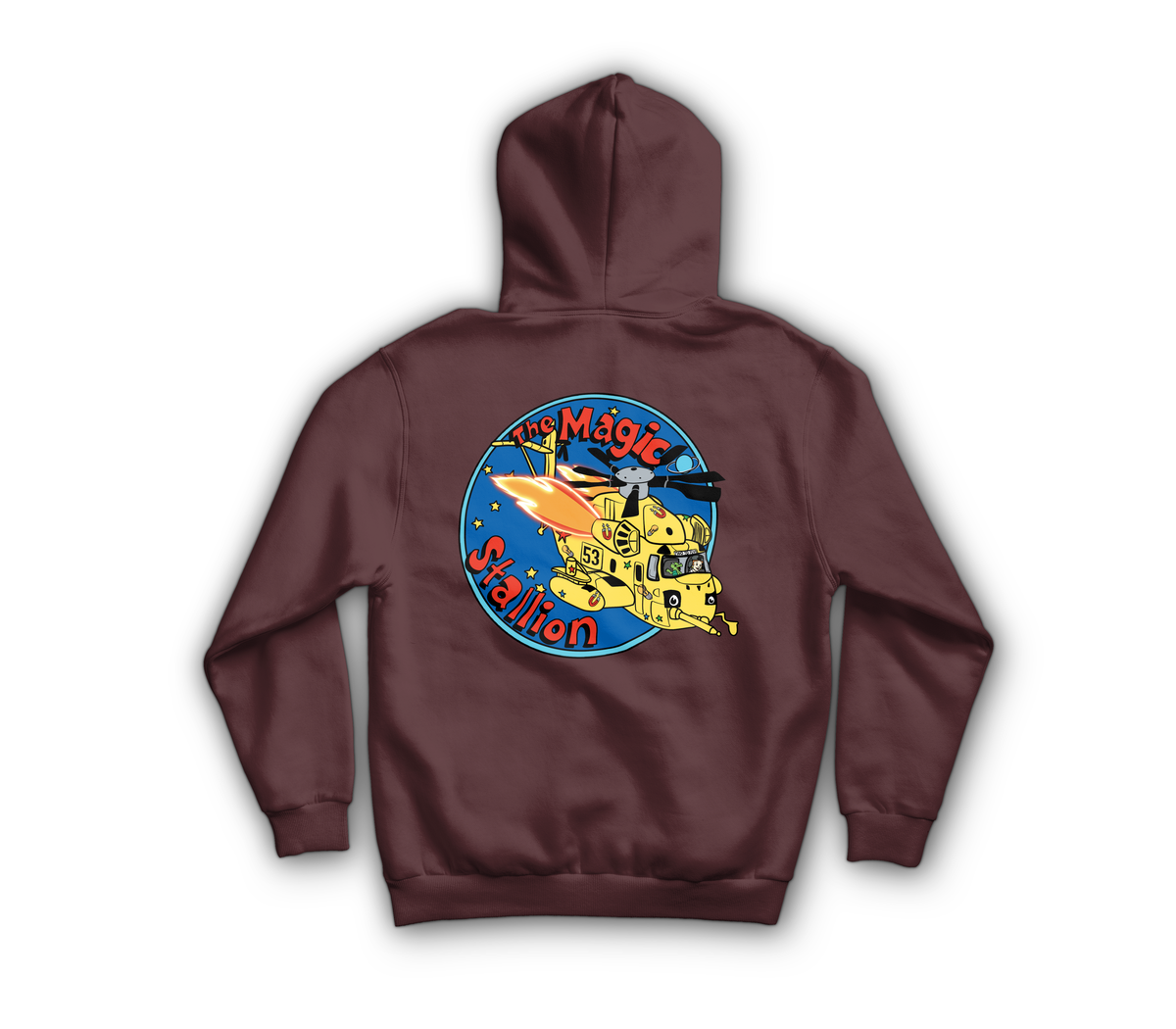 Magic Stallion Hoodie — Maroon, back