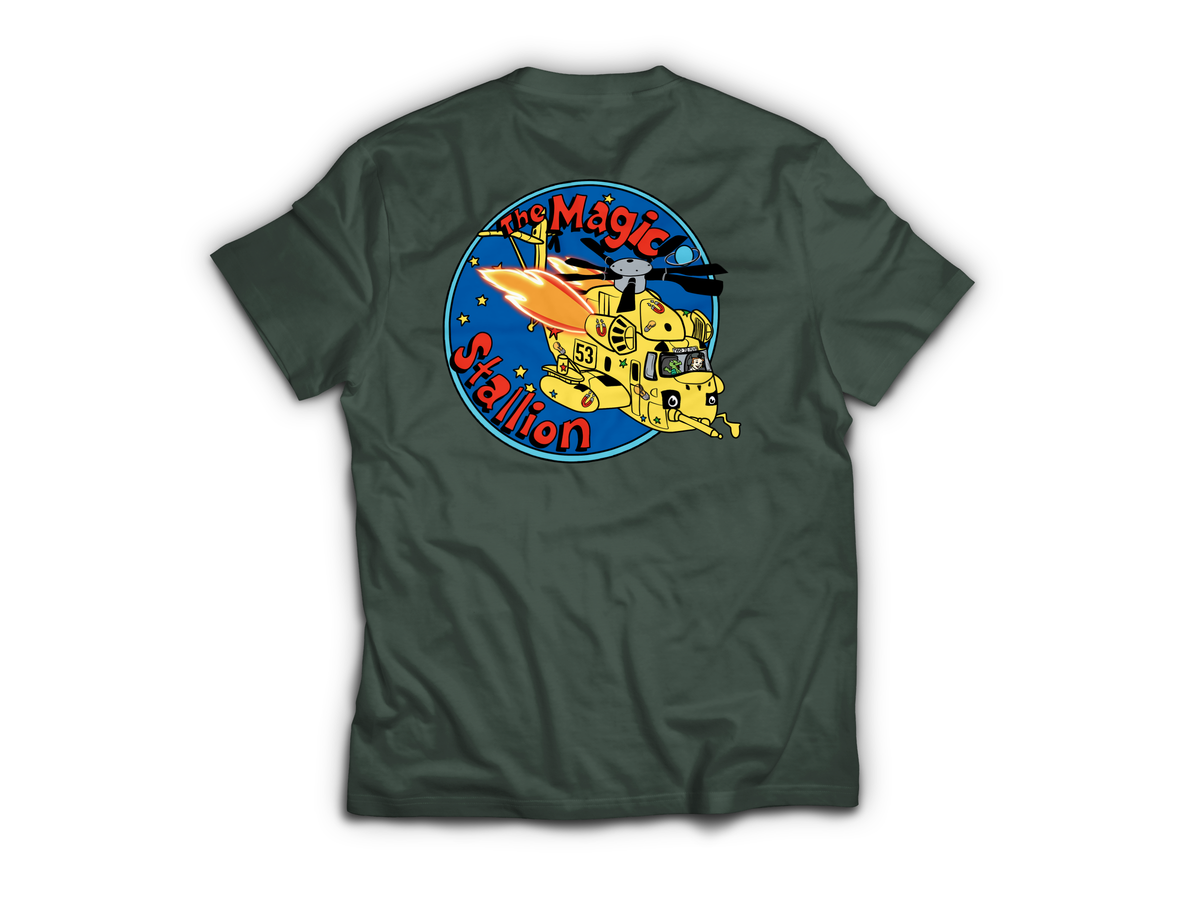 Magic Stallion T-Shirt — Forrest Green, back