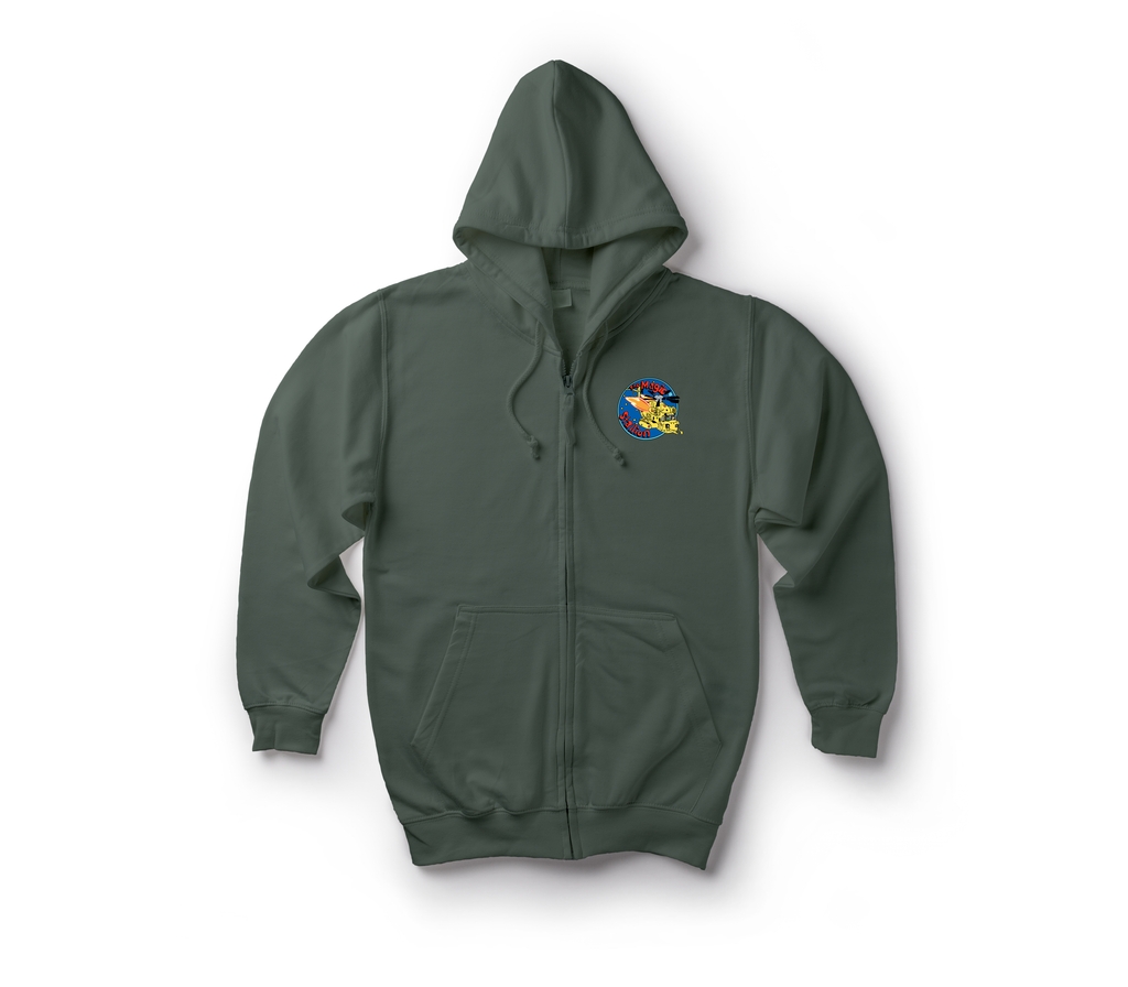 Magic Stallion Zip Hoodie — Forrest Green, front