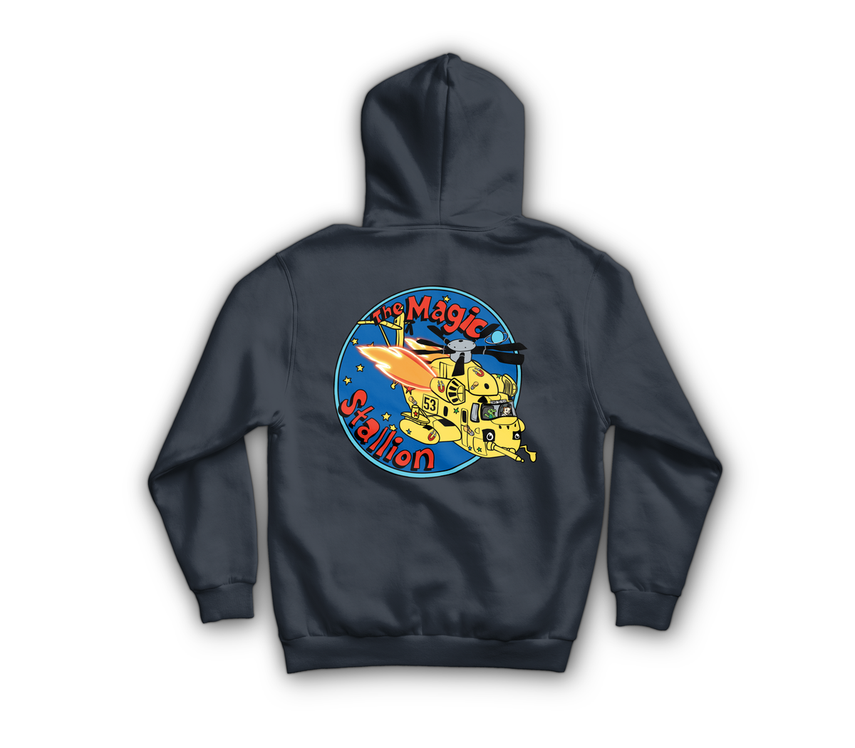 Magic Stallion Zip Hoodie — Navy, back