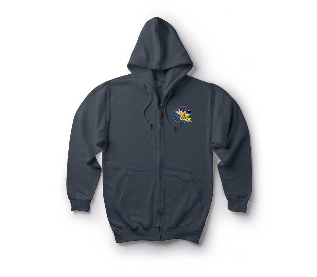 Magic Stallion Zip Hoodie — Navy, front
