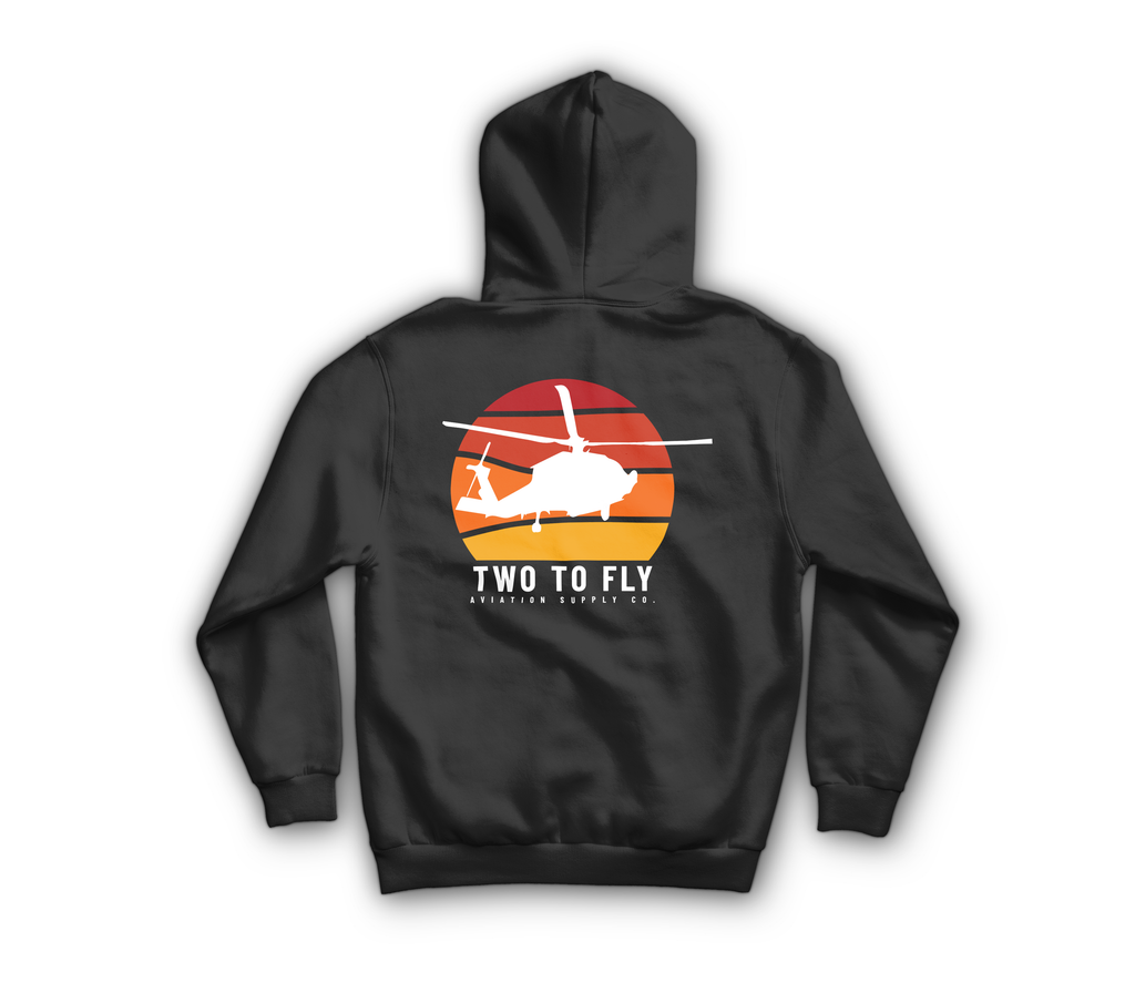 Navy Hawk Sunset Zip Hoodie — Black, back