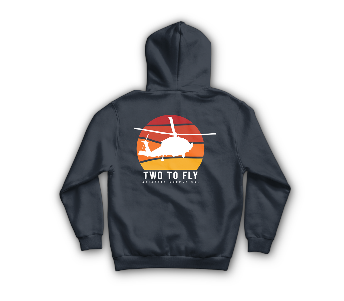 Navy Hawk Sunset Zip Hoodie — Navy, back