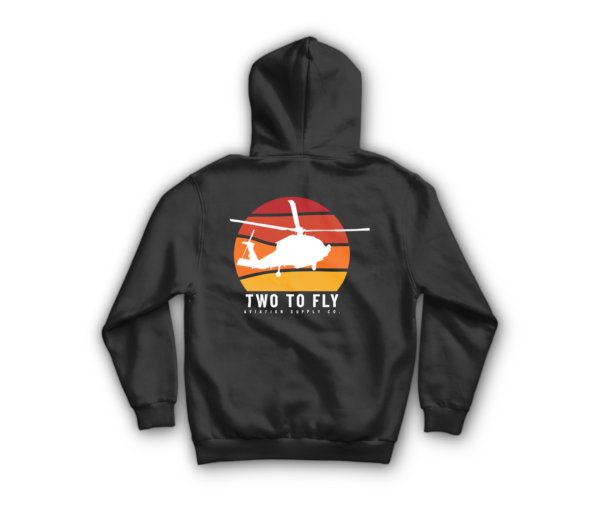Navy Hawk Sunset Hoodie — Black, back
