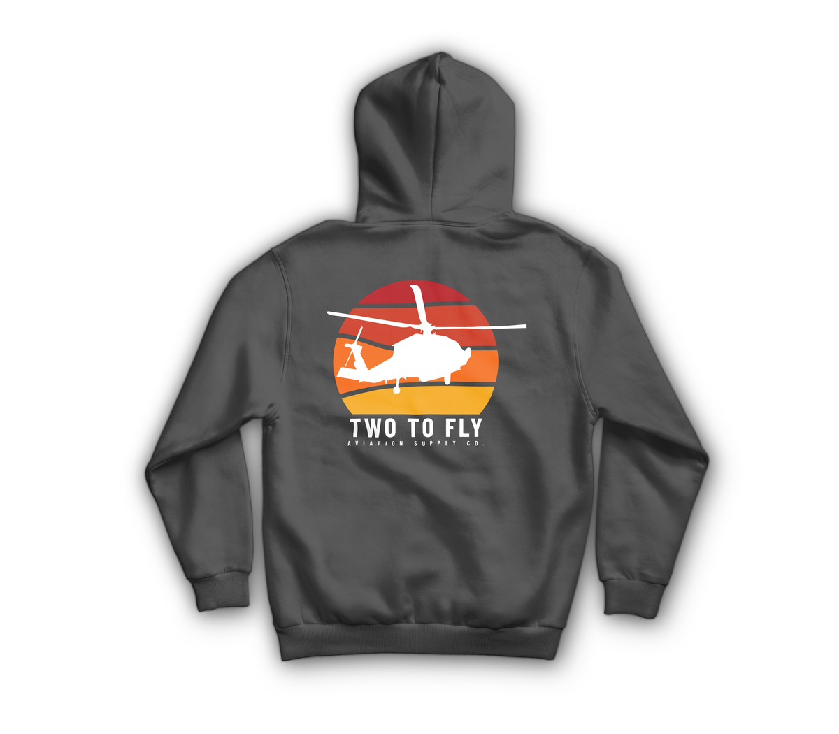 Navy Hawk Sunset Hoodie — Charcoal, back
