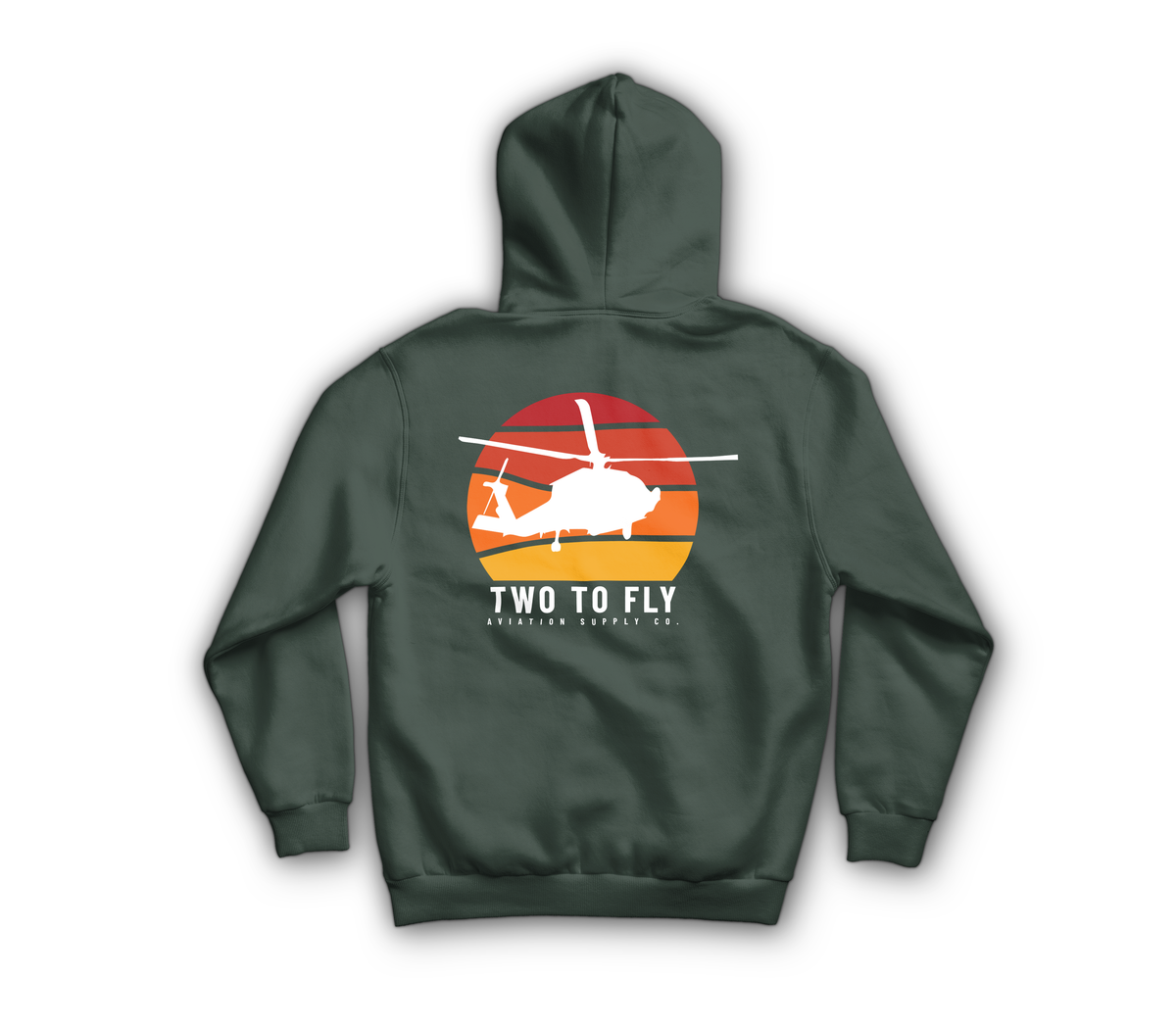 Navy Hawk Sunset Hoodie — Forrest Green, back