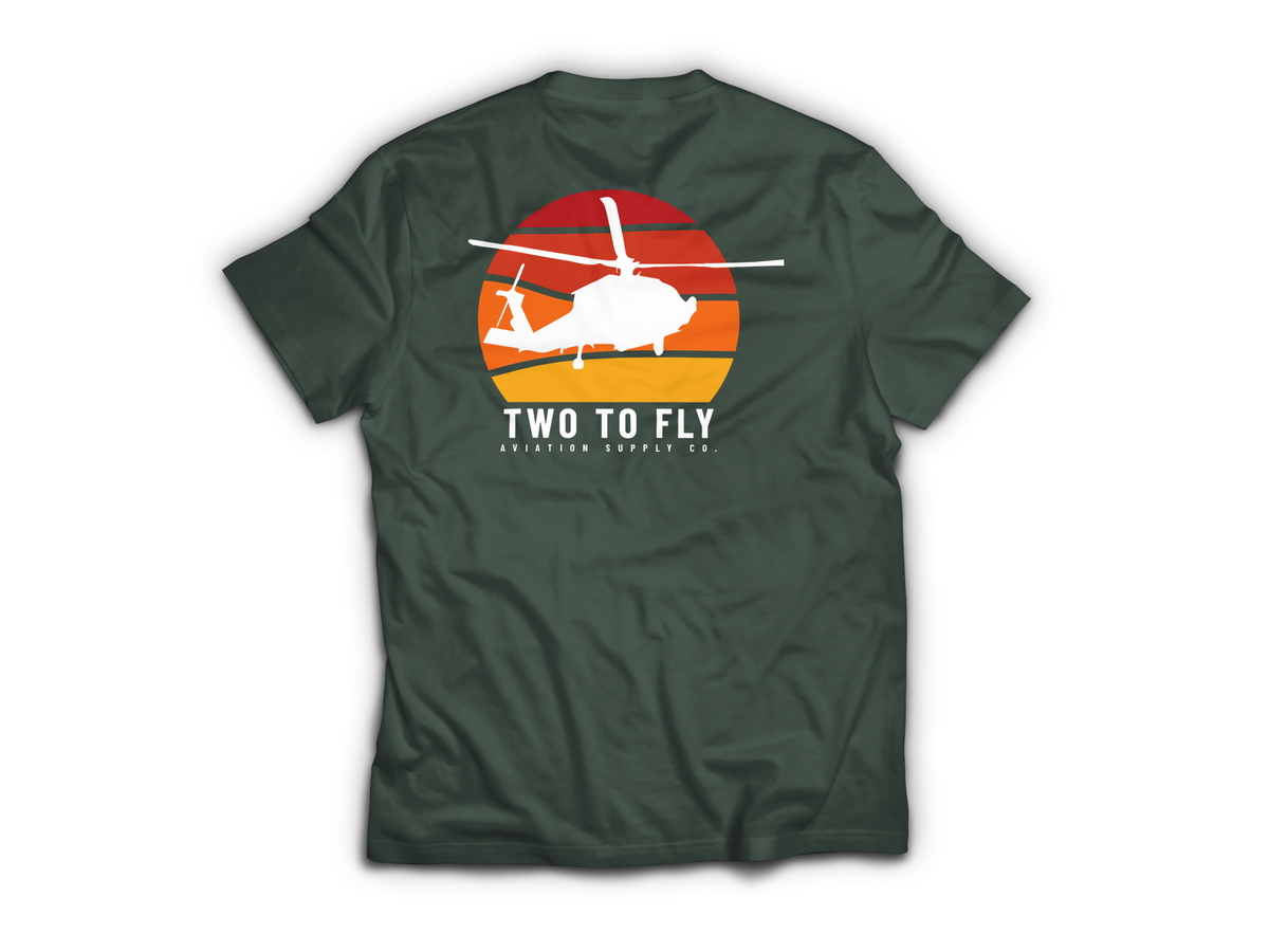 Navy Hawk Sunset T-Shirt — Forrest Green, back