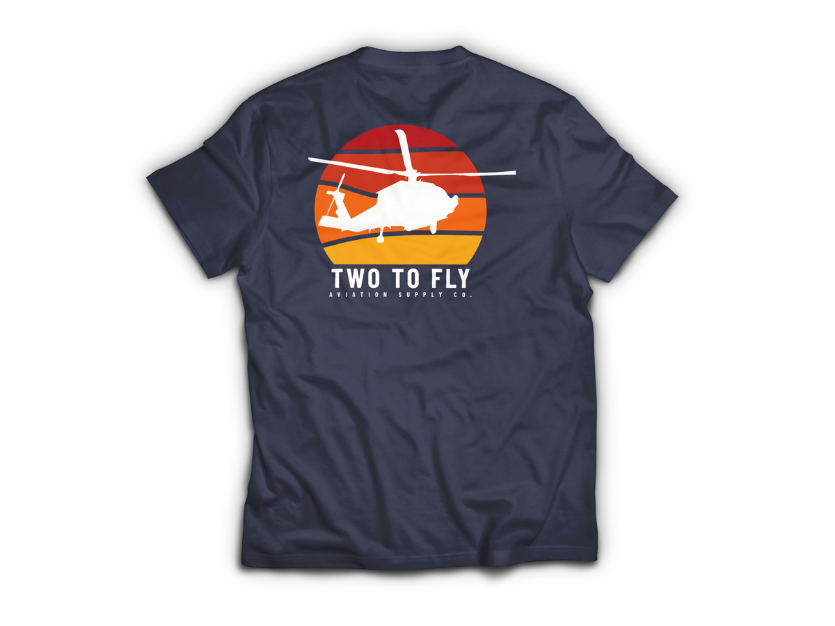 Navy Hawk Sunset T-Shirt — Navy, back